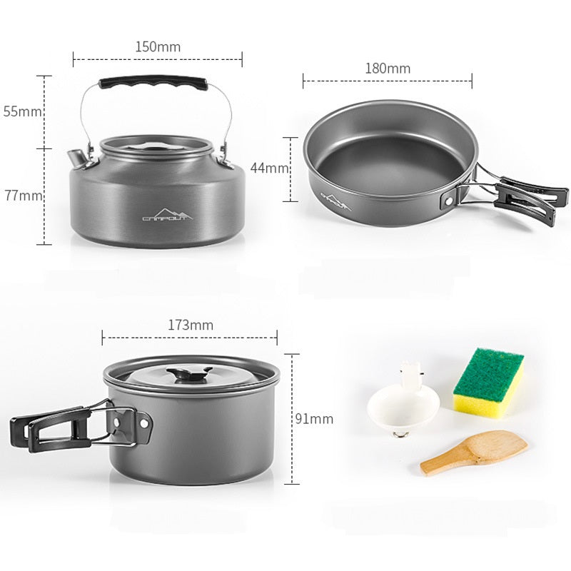 Batterie de cuisine de camping compacte : casseroles et poêles pour les festivals