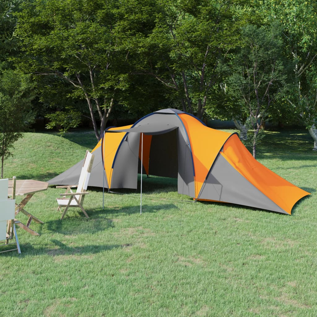 vidaXL Camping Tent 6 Persons Grey and Orange