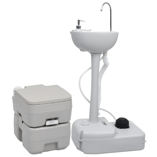 vidaXL Portable Camping Toilet and Handwash Stand Set