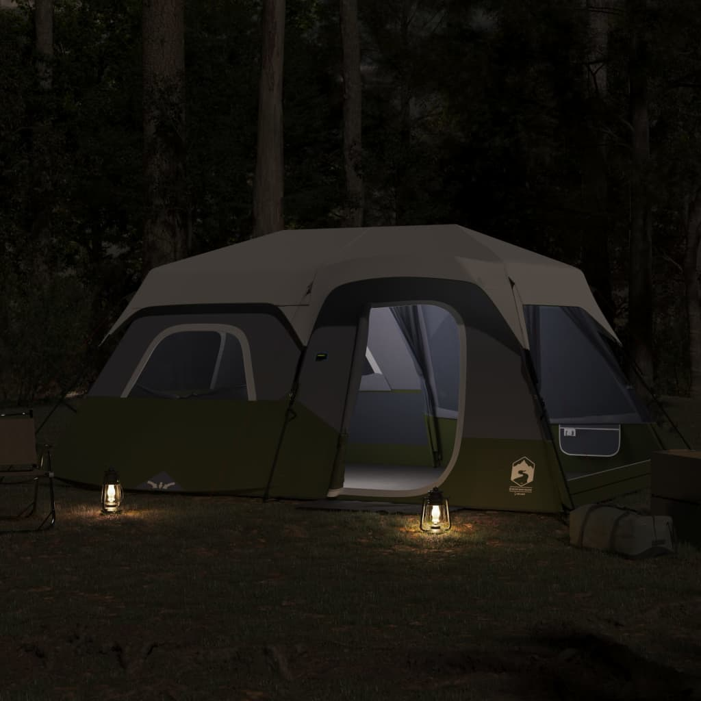 vidaXL Camping Tent Light Green Blackout Fabric LED