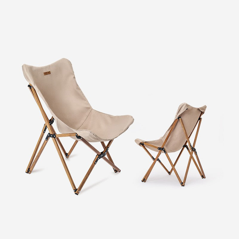 Relax in Style: Portable Camping Chair with Wooden Grain Finish