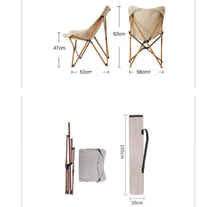 Relax in Style: Portable Camping Chair with Wooden Grain Finish