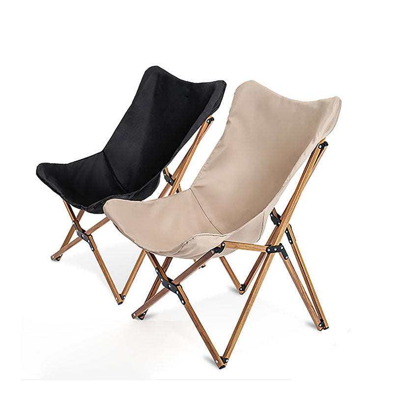 Relax in Style: Portable Camping Chair with Wooden Grain Finish