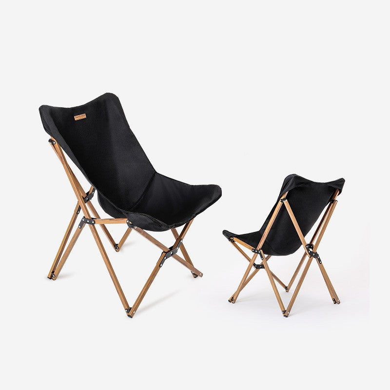 Relax in Style: Portable Camping Chair with Wooden Grain Finish