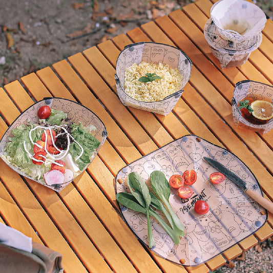 Collapsible Camping Tableware Set: Plates, Bowls, Cups