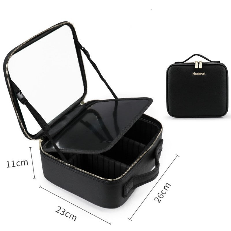 On-the-Go Beauty: Rechargeable LED Makeup Case with Mirror