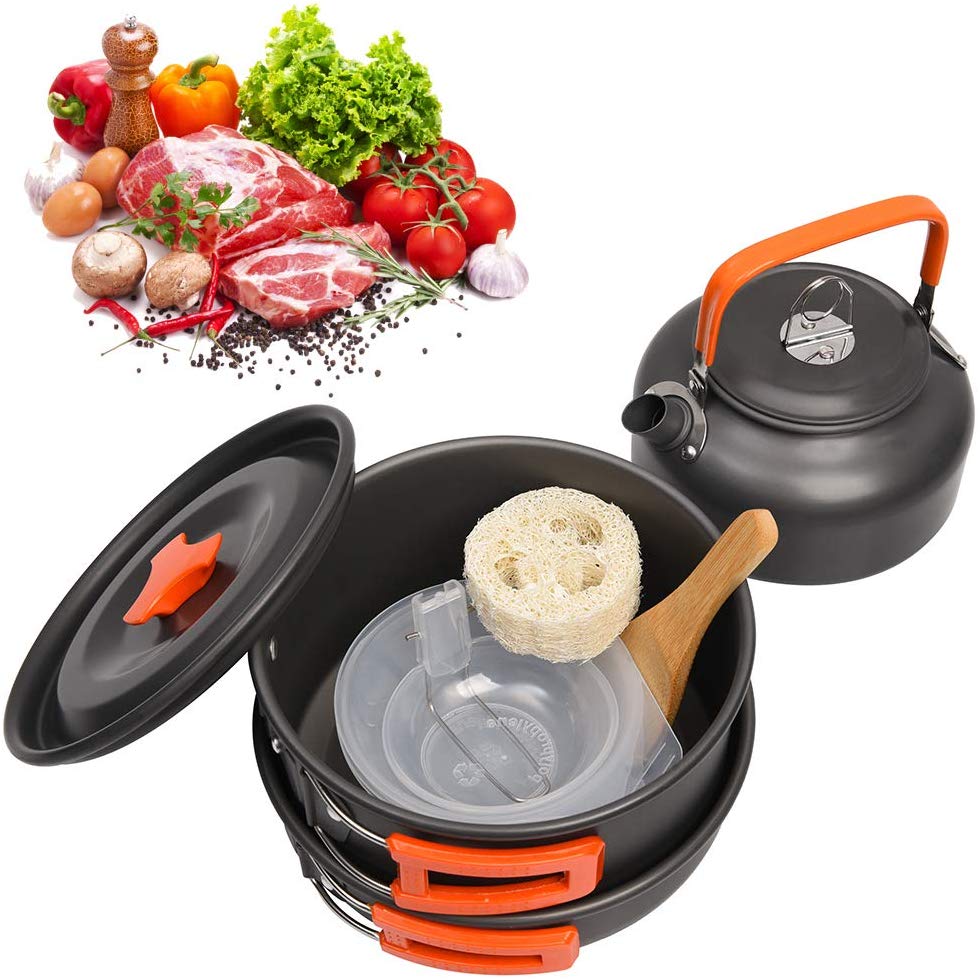 Batterie de cuisine de camping portable : ensemble de voyage avec ustensiles pliants