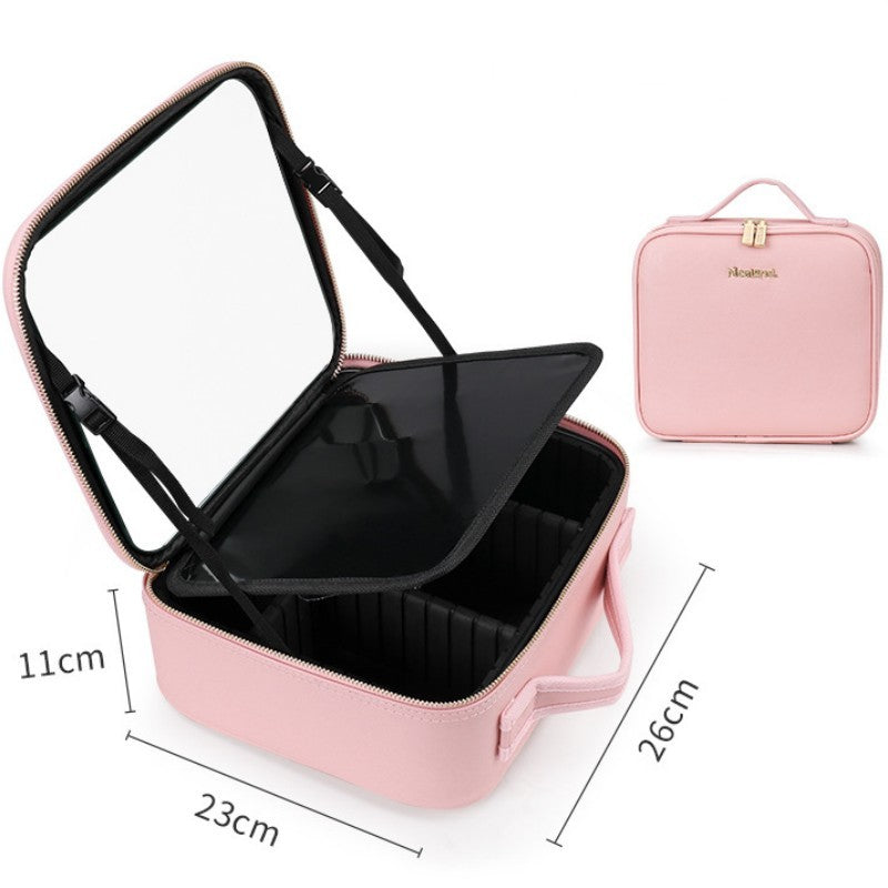 On-the-Go Beauty: Rechargeable LED Makeup Case with Mirror